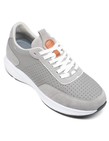 CMR CHAMARIPA Gray Suede Leather Men's Elevator Trainers 3.15 Inches